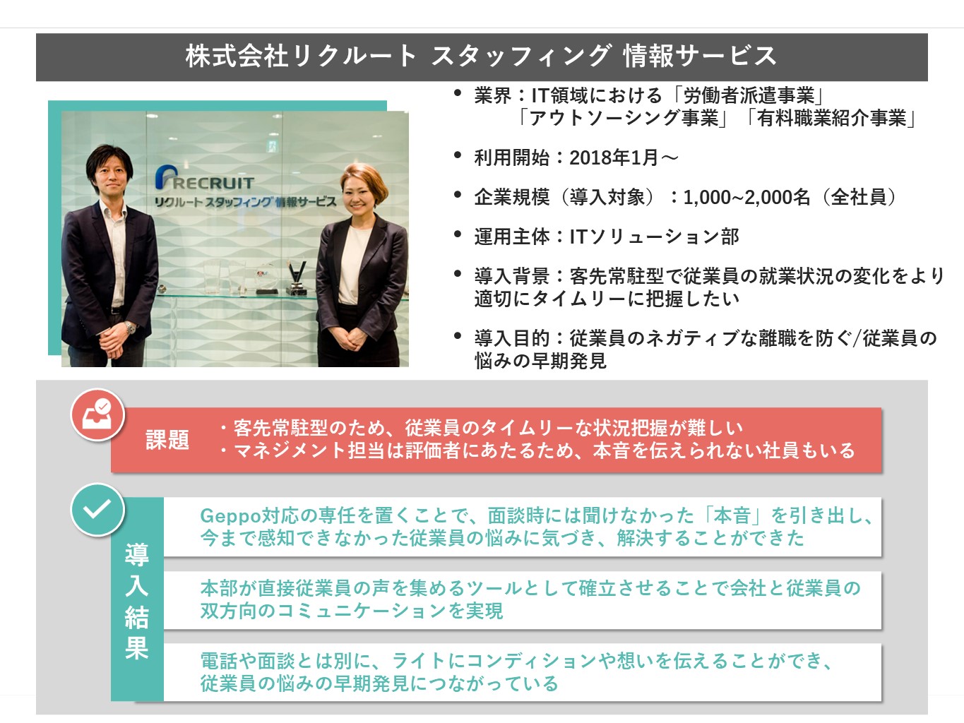 事例サマリテンプレート　リクルートスタッフィング情報サービス